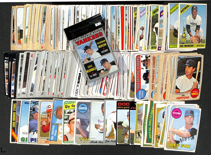 Lot of 250+ Topps Baseball Cards from 1966-1972 w. 1970 Munson Rookie Card BVG 5